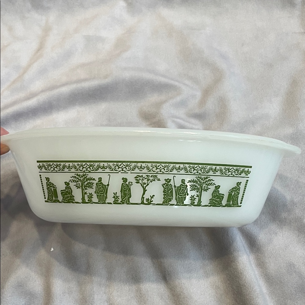 Glassbake Grecian Classic Green Patterned Bakeware Dish